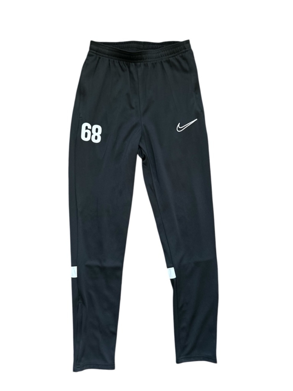 Nike Black Soccer Warmup Pant Dri-Fit Leg Zippers Sports White Swoosh Youth XL